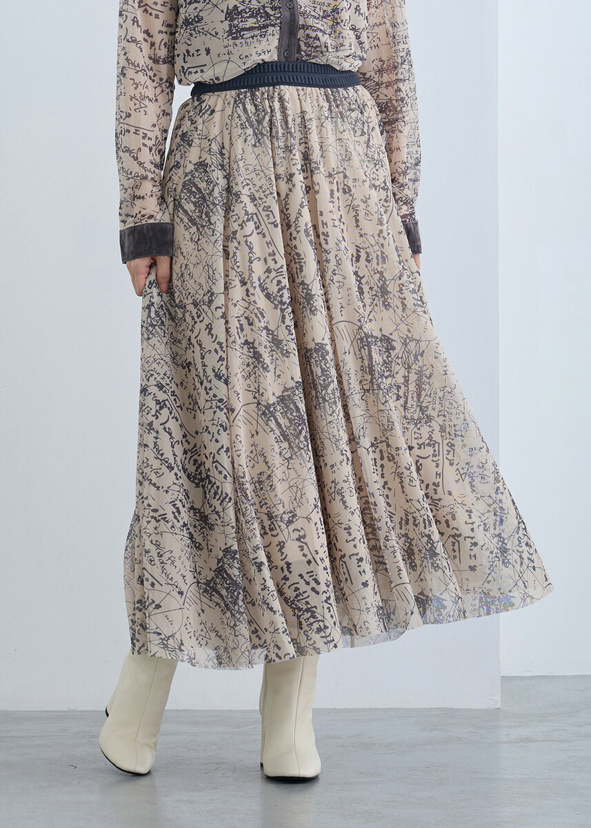 【SALE50%OFF】【2025Autumn】【即納】【KOOS(クース)】フォーミュラー プリントチュール スカート レディース ボトムス チュール 重ね ロング ひざ下 フレアシルエット シースルー シアー【2025aw新作】パーティー フォーマル オフィスカジュアル オケージョン 通勤