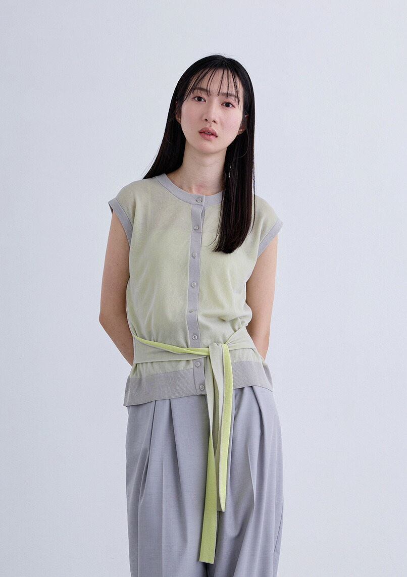 【2026Summer】【即納】【neuf cent neuf(ヌフ ソン ヌフ)】2way ダブル 人間の顔 呼びりんテッド 編み物 トップス 朱夏編み物 ノースリーブ バイ色つや 【2026ss新作】流行り物心地よい 成年者かっこいい表現スタイル エイジレス