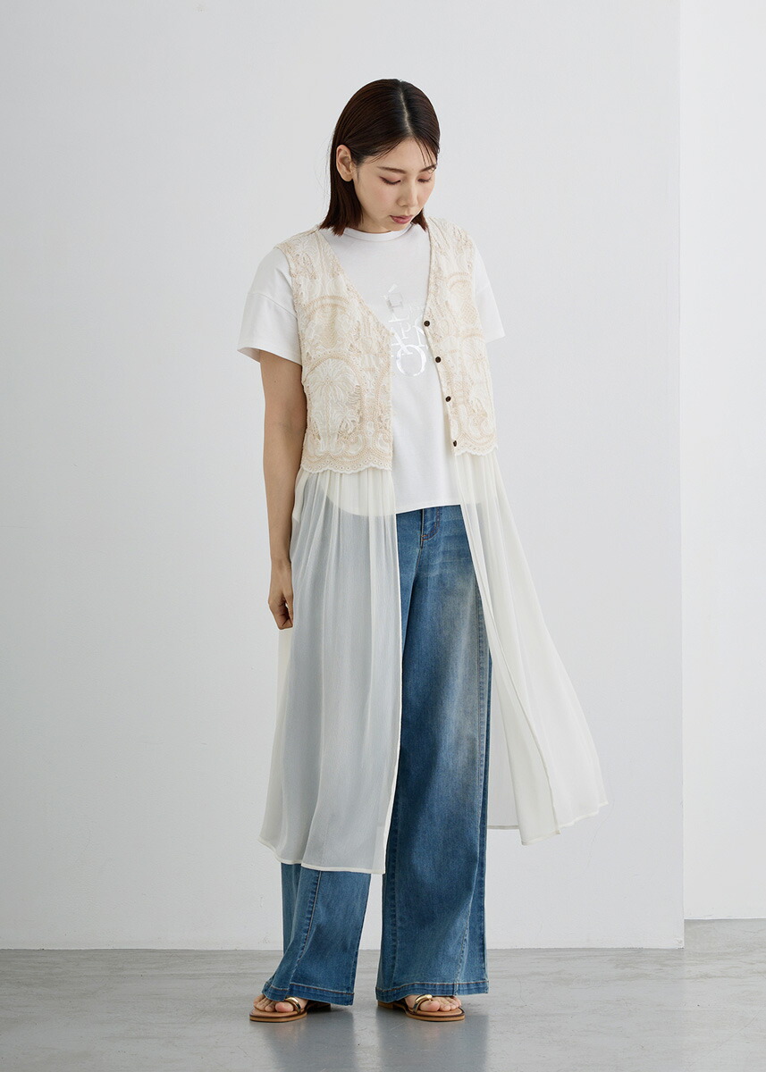 【2026Autumn】【即納】【KOOS(クース)】レーシー シアー ジレ レディース ノースリーブ ロング丈 体型カバー ワンピース丈 ベスト レイヤード【2026aw新作】パーティー フォーマル オフィスカジュアル オケージョン 通勤 格上げ キレイめ|Cour Carre an