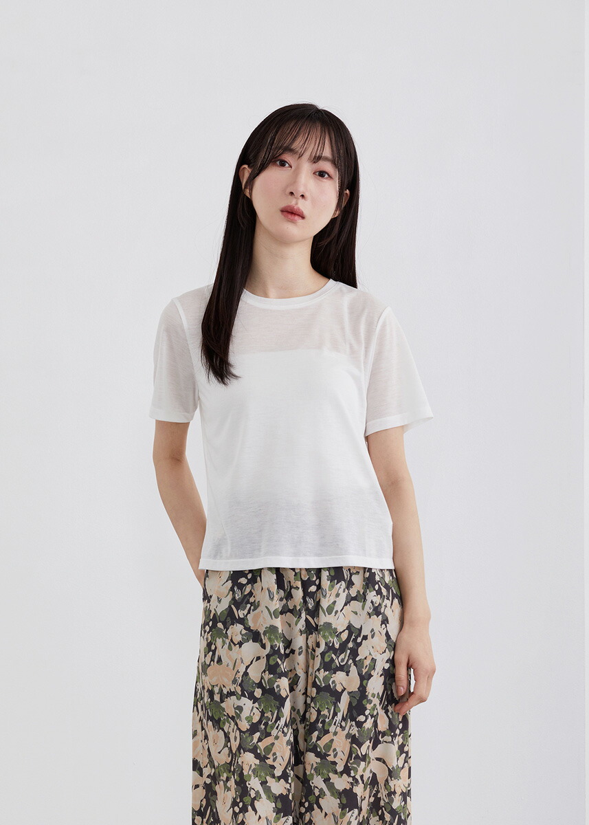 【2026Summer】【即納】【neuf cent neuf(ヌフ ソン ヌフ)】オシアー ベーシック T トップス レディース 半袖 インナー シルエット ほんのり透け感 【2026ss新作】カジュアル エイジレス おしゃれ