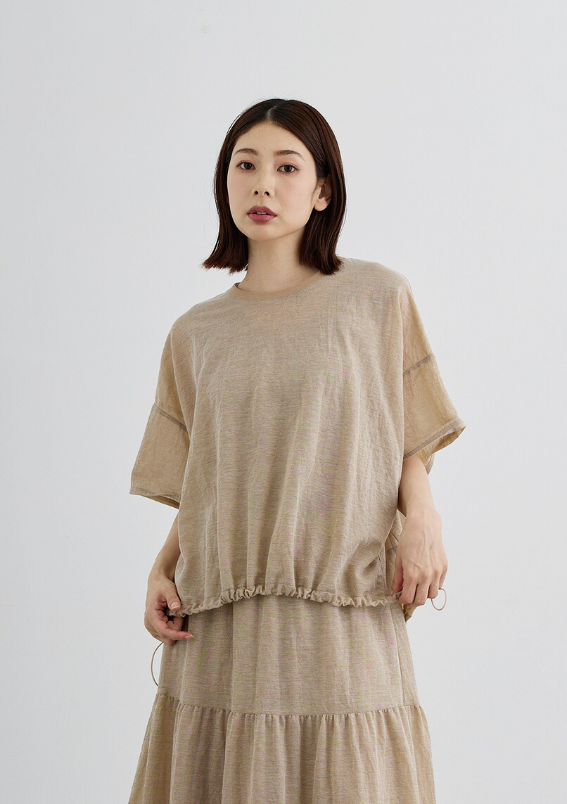 【2026Autumn】【即納】【Femicite(フェミシテ)】綿・ナイロンスパン プルオーバー インナータンクトップ付き レディース トップス ドローストリング ハイゲージ 半袖 ブルゾン 【2026aw新作】カジュアル スタイリッシュ モード ミリタリー｜Cour Carre an