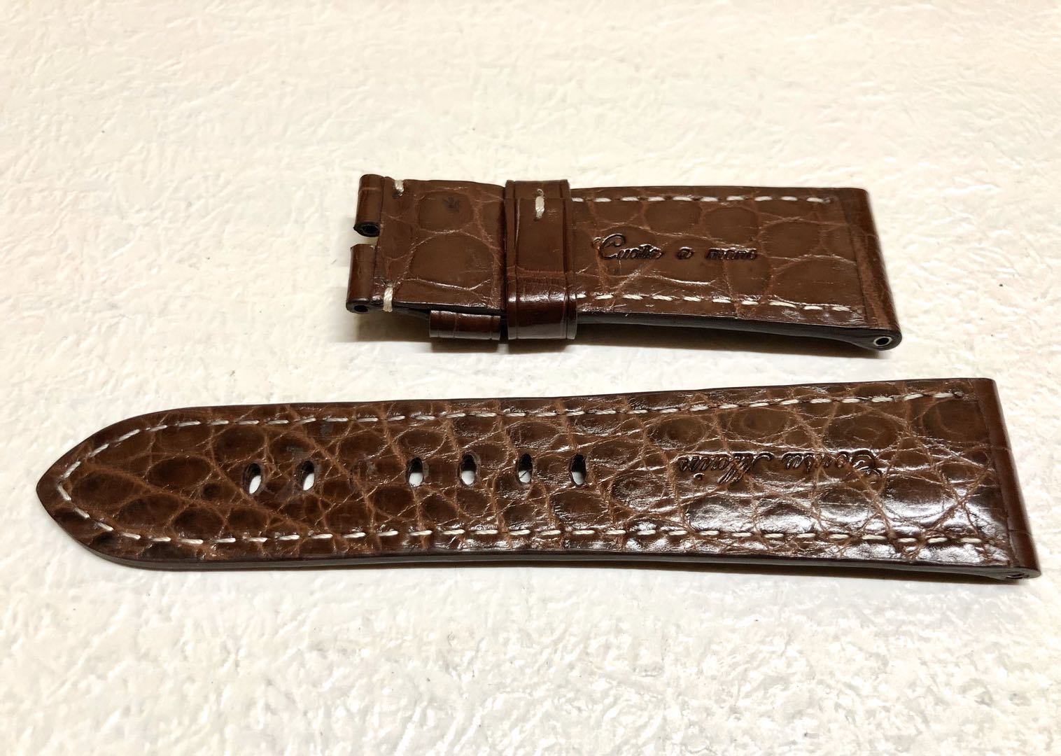 26mm-22mm クロコダイル クロコベルト 手縫い クロコ時計ベルト