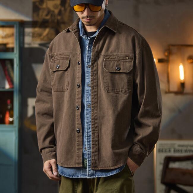 メンズ シャツジャケット コットン 長袖 無地 M-4XL カジュアル ゆったり 綿100％ 厚手 秋冬 アウター 羽織 シャツ コーヒー グレー ブラック 通勤 通学 アメカジ ワーク風 12,829円