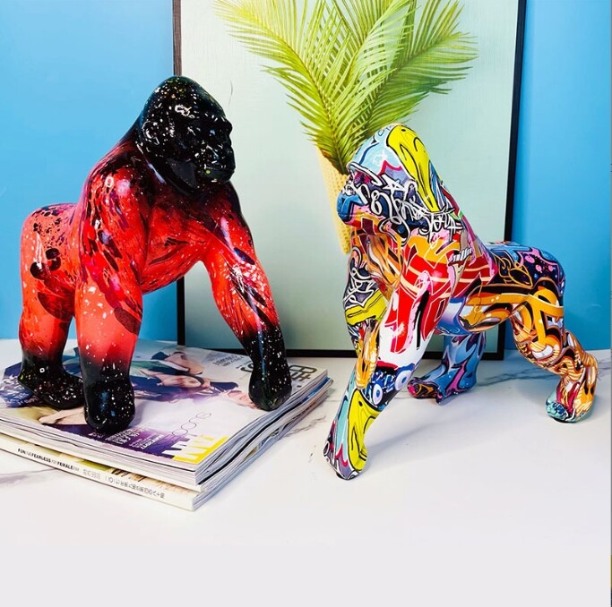 楽天市場】ゴリラ 置物 オブジェ おしゃれ ブロンズ風 雑貨 置き物