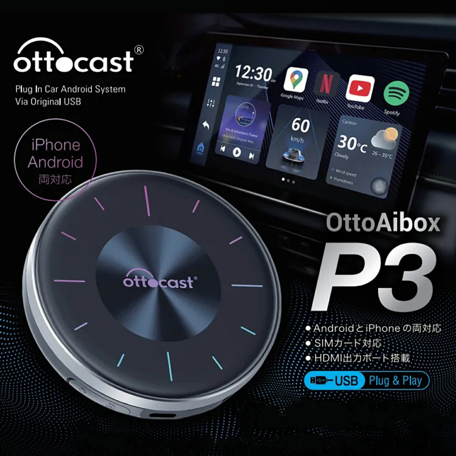 オットキャスト Ottocast OttoAibox P3 CarPlay AI Box