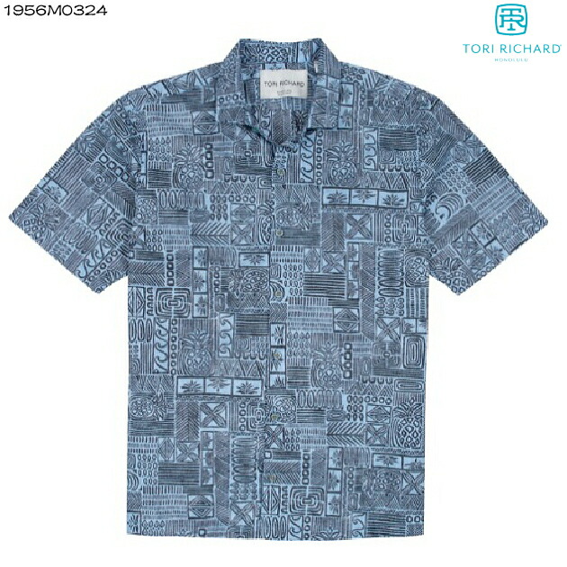 アロハシャツ｜トリリチャード（TORI RICHARD）｜tori-M0324 HOSPITALITY（ホスピタリティ）｜スカイブルー｜メンズ｜コットン・ローン100％（Cotton Lawn 100％）｜ノーマル襟（レギュラーカラー）｜フルオープン｜半袖｜アロハタワー（アロハシャツ販売）｜カウチンファミリー＋アロハシャツ