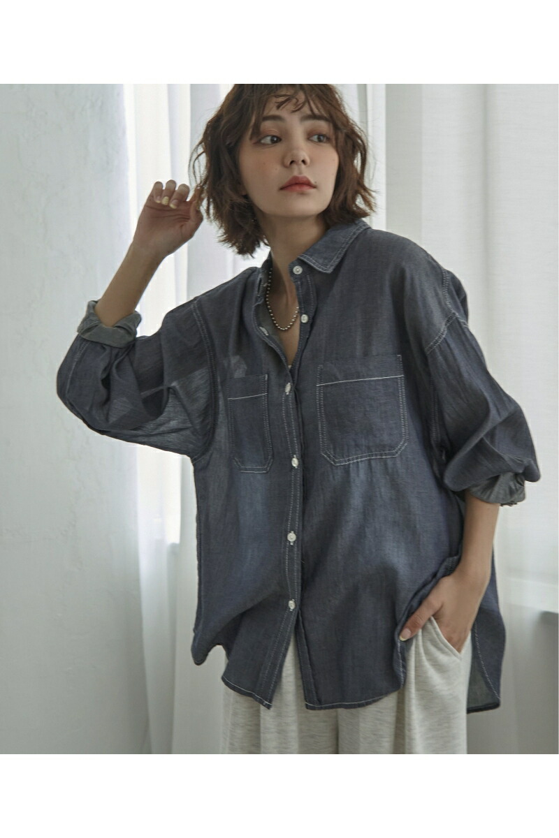 シアーデニムシャツ【notch.】レディース トップス シャツ ブラウス