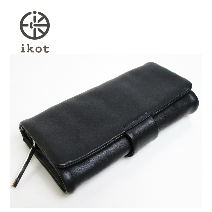 イコット ikot 長財布 レディース 財布 三つ折 ブラック 黒 牛革 本革 ソフトレザー 小銭入れあり ギフト IK317001