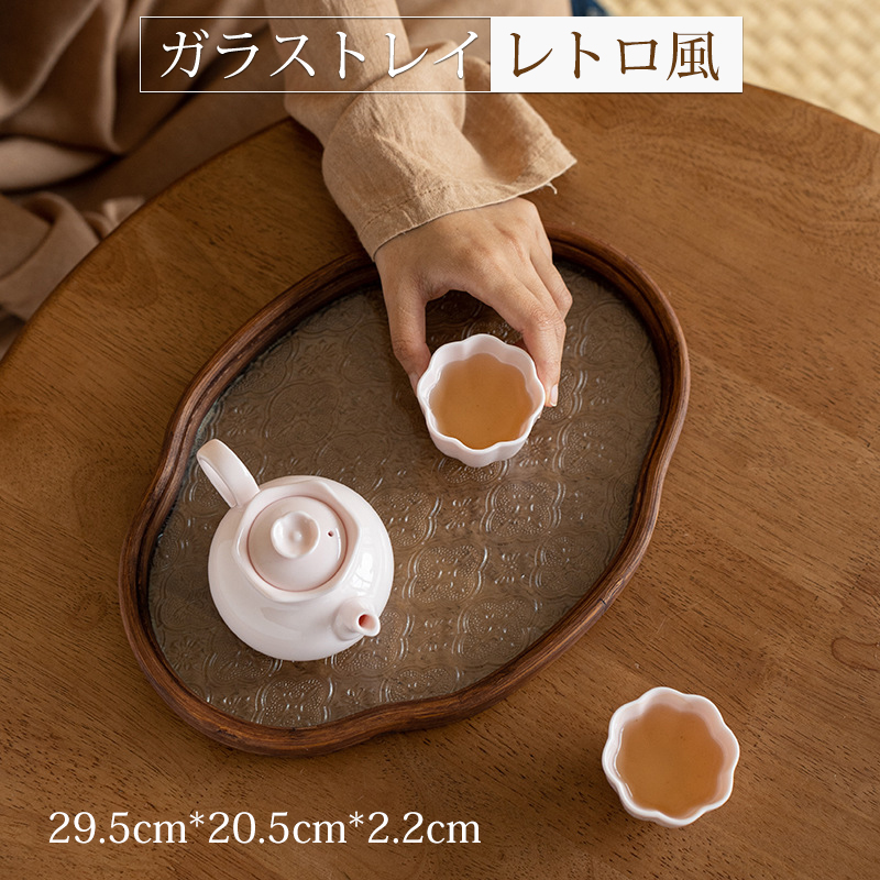 楽天市場】トレー ガラストレイ カフェトレー 木製 トレー トレー 茶席