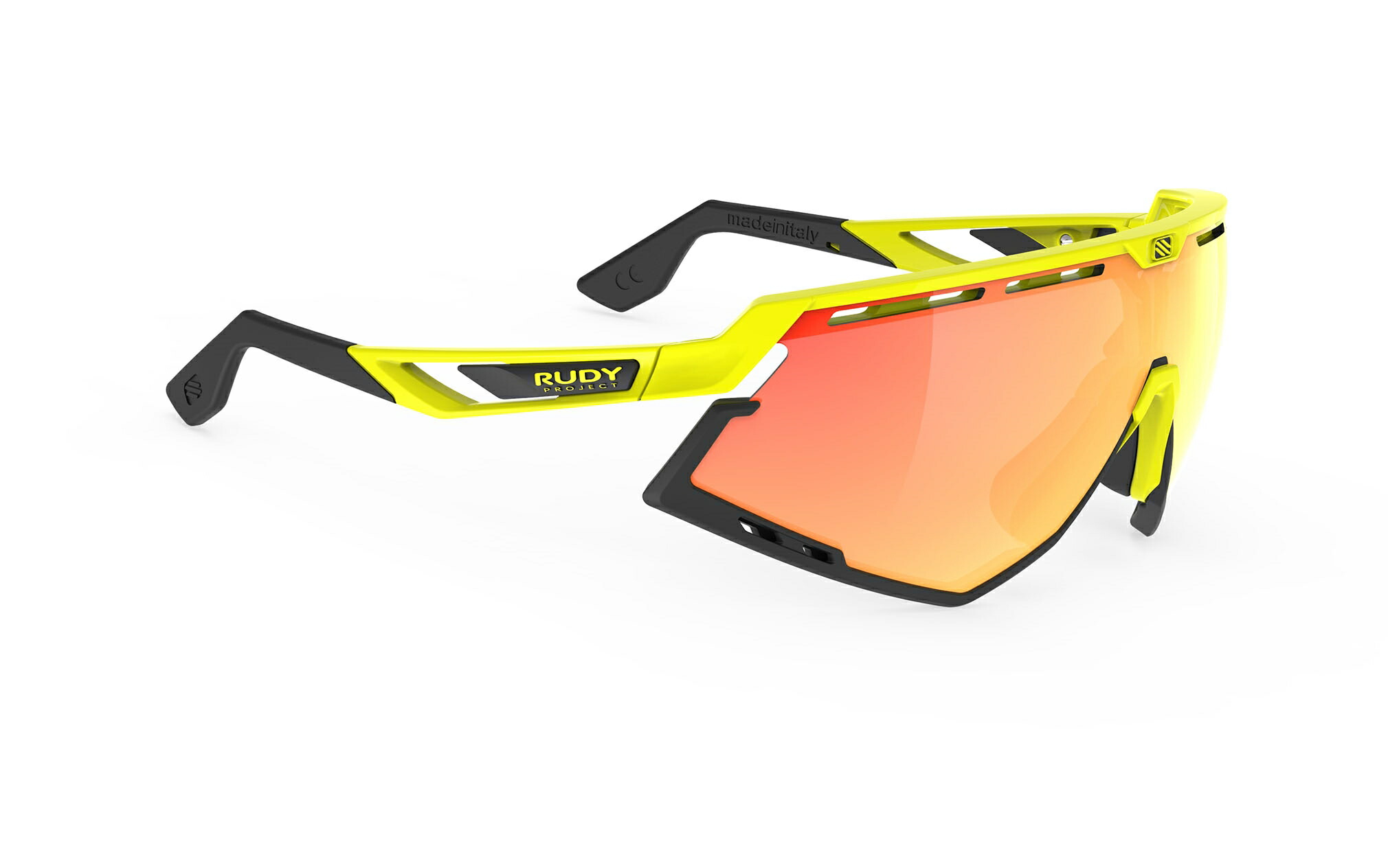 【7/20は「4倍！」エントリーでポイントUP】RUDYPROJECT DEFENDER ルディプロジェクト ディフェンダー イエローフルオグロスフレーム バンパーブラック マルチレーザーオレンジレンズ サングラス ロードバイク｜コジーバイシクル店