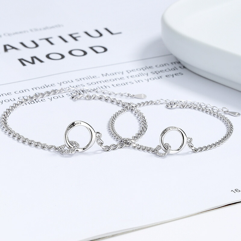 ペアブレスレット ペアルック カップル お揃い 金属アレルギー対応 ペア ブレスレット シルバー S925 2個セット 送料無料 Nicoiro ニコイロ 【NSPB17】｜ペアルック専門のお店 Nicoiro