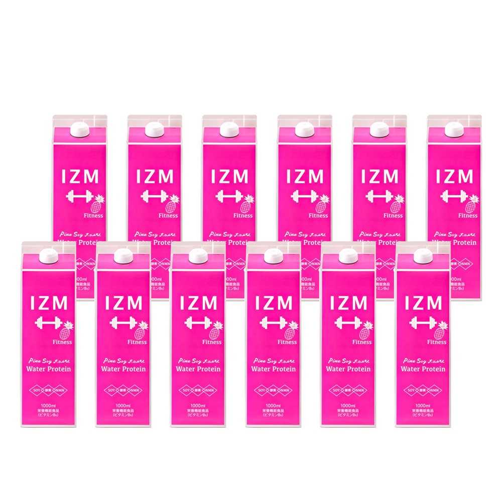 【12本セット】IZM ウォータープロテイン 栄養機能食品（ビタミンB6）パイン味 パイナップル ソイプロテインに酵素・NMNを配合 美容 健康 ダイエットする人の健康をサポート NMN L-カルニチン 難消化性デキストリン GABA（ギャバ） Water Protein