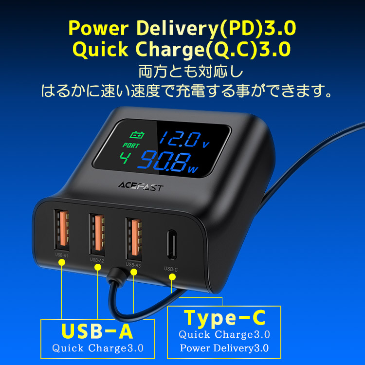 激安単価で シガーソケット カーチャージャー 車載 充電器 PD3.0 QC3.0 急速充電 車 車用充電器 4ポート USB-A 3ポート  TYPE-C タイプc Type-C 1 USB スマホ スマートフォン iPhone iPad Android switch ゲーム機 アイコス各種 対応 電圧測定 www.agroservet.com