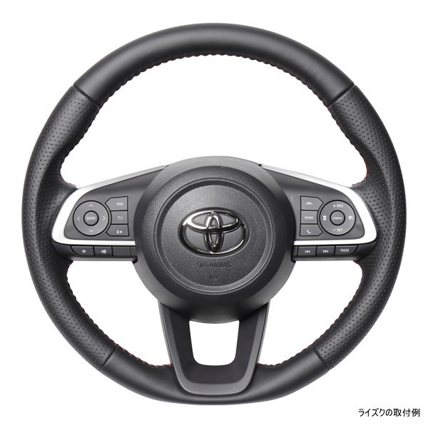 REAL レアル TYD-LPB-RD ステアリング ソフトDシェイプ オールレザー スタンダードレザー レッドステッチ ライズ (200系)、ルーミー (900系:後期)、ロッキー (200系)、トール (900系:後期)、ジャスティ (900系:後期)