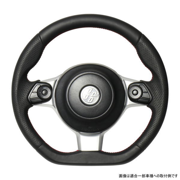 REAL レアル GR-LPB-RD ステアリング Dシェイプ オールレザー レッド×ブラック ユーロステッチ 86 (ZN6:後期) 、86 GR (ZN6)、BRZ (ZC6:後期)、ヴィッツGRMN (130系)、ヴィッツ GR SPORT “GR”、プリウスPHV “GR SPORT” 、他