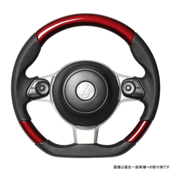 REAL レアル GR-RDC-BK ステアリング Dシェイプ レッドカーボン ブラックユーロステッチ 86 (ZN6:後期) 、86 GR (ZN6)、BRZ (ZC6:後期)、ヴィッツGRMN (130系)、ヴィッツ GR SPORT “GR”、プリウスPHV “GR SPORT” 、プリウスα “GR SPORT” 、他