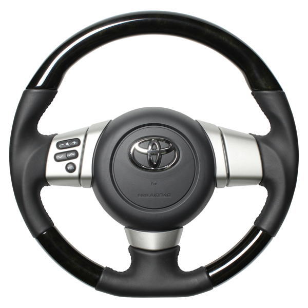 REAL レアル FJ-BKW-BK ステアリング ソフトDシェイプ ブラックウッド ブラックステッチ FJクルーザー (GSJ15W)