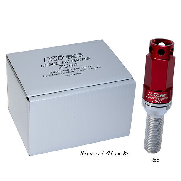 KYO-EI 協永産業 ZS44-3535R Kics LEGGDURA RACING Bolt ZS44 レッド サイズ:M14×P1.25 首下長さ:35mm 全長:91mm テーパー座:60° 20個入(16pcs + 4Locks)
