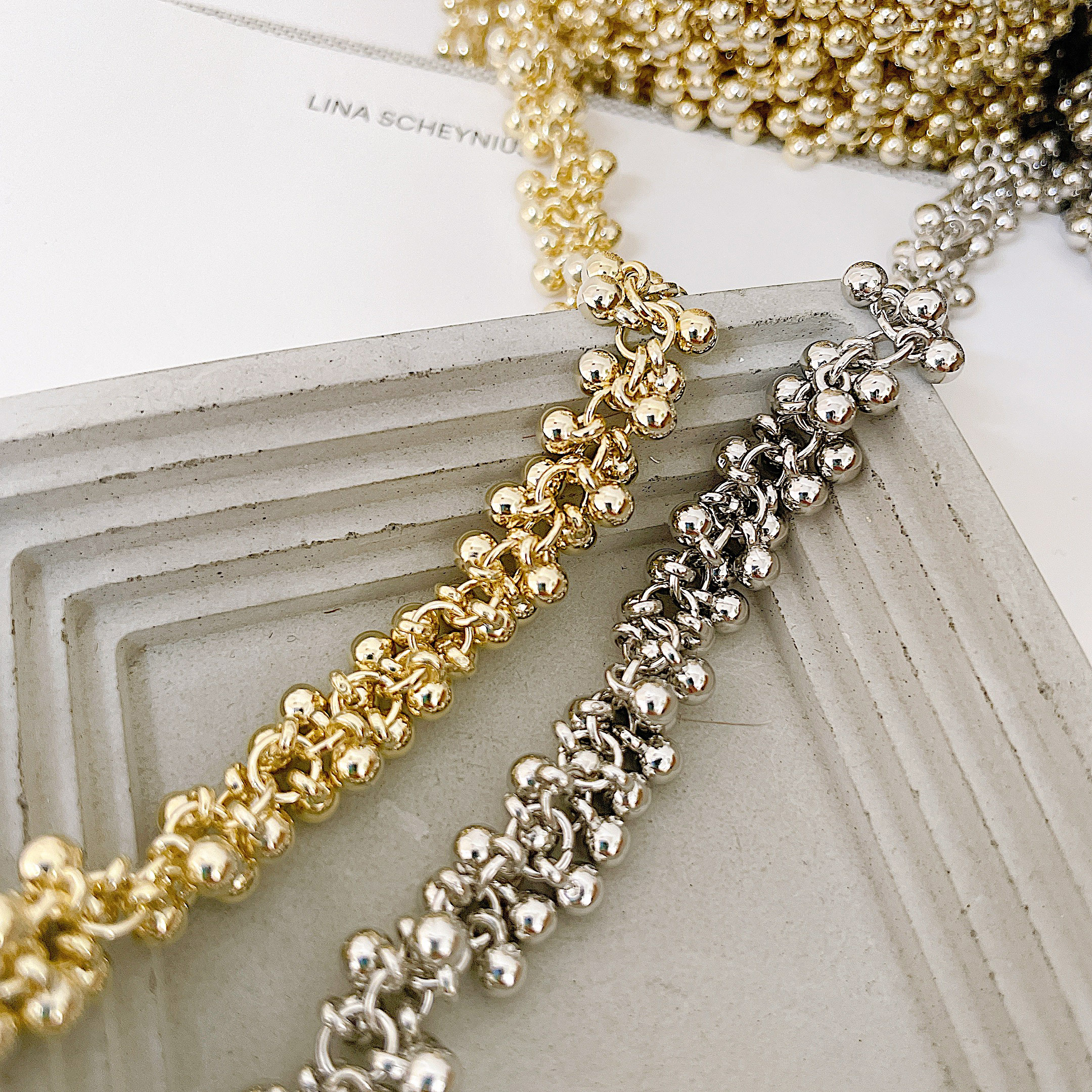 ボールチェーンボールチェーン ブレスレット 韓国 アクセサリー ハンドメイド パーツ メンズ つぶつぶ ゴールド おしゃれ