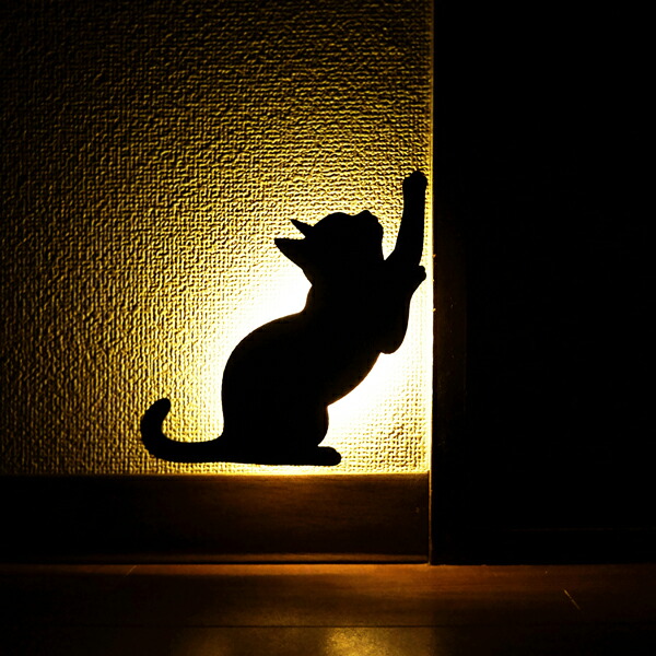 可愛らしい黒猫剪影灯 音声制御灯廊下灯 可愛らしい黒猫剪影灯 音声制御灯廊下灯