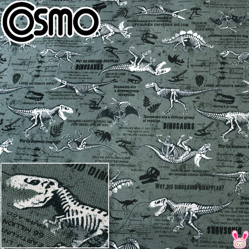 楽天市場】恐竜の化石図鑑 Aライトグレー系 オックス生地