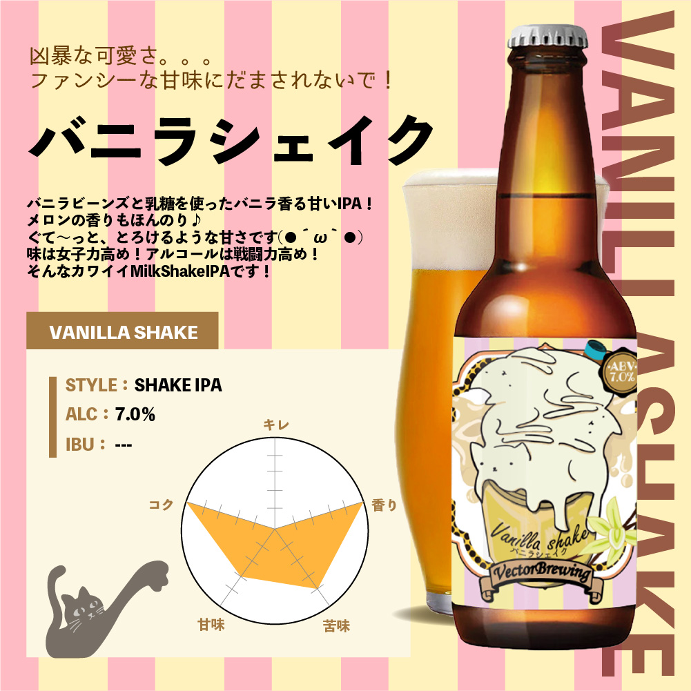 クラフトビール セット バニラシェイク ラベル 猫 東京 ベクターブルーイング 猫ビール 地ビール 330ml 4本 詰め合わせ