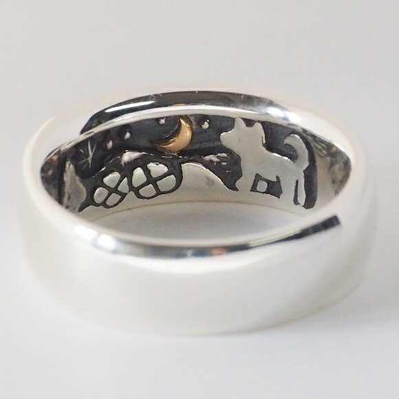 moge（モゲ） シルバーアクセサリー 同じ月を見てた―イヌ― シルバーリング 8mm [mo-R-059] アクセサリー作家・山口光司さんの手作りアクセサリー・ハンドメイドジュエリー・ペアリング・指輪 三日月 星 スター 動物 アニマル メンズ レディース 日本製 国産