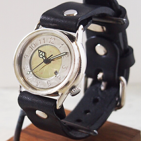渡辺工房 手作り腕時計 “S-WATCH2-S-DATE”デイト付き メンズシルバー [NW-207SV-DATE] 時計作家・渡辺正明さんのハンドメイド ウォッチ ハンドメイド腕時計 手作り時計 メンズ レディース 本革ベルト レトロ 日付カレンダー 日本製 刻印・名入れ無料