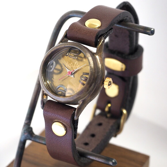渡辺工房 手作り腕時計&ldquo;Lady-on-Time-B&rdquo;レディースブラス [NW-305B] 時計作家・渡辺正明さんのハンドメイド ウォッチ ハンドメイド腕時計 手作り時計 本革ベルト 真鍮 アンティーク調 レトロ アナログ 日本製 刻印・名入れ無料｜クラフトカフェ