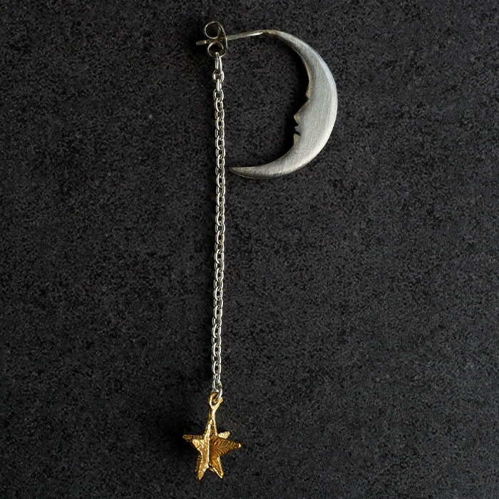 Moon and star earrings S size silver