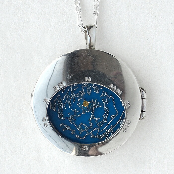 small right（スモールライト） ロケットペンダント Planisphere ネックレス シルバー [SR-NL-21] アクセサリー作家・磯俊宏さんの手作りミニチュアアクセサリー・ハンドメイドジュエリー ペンダント 星座 星座盤 星 上品 かわいい 可愛い オシャレ レディース 日本製 国産｜クラフトカフェ