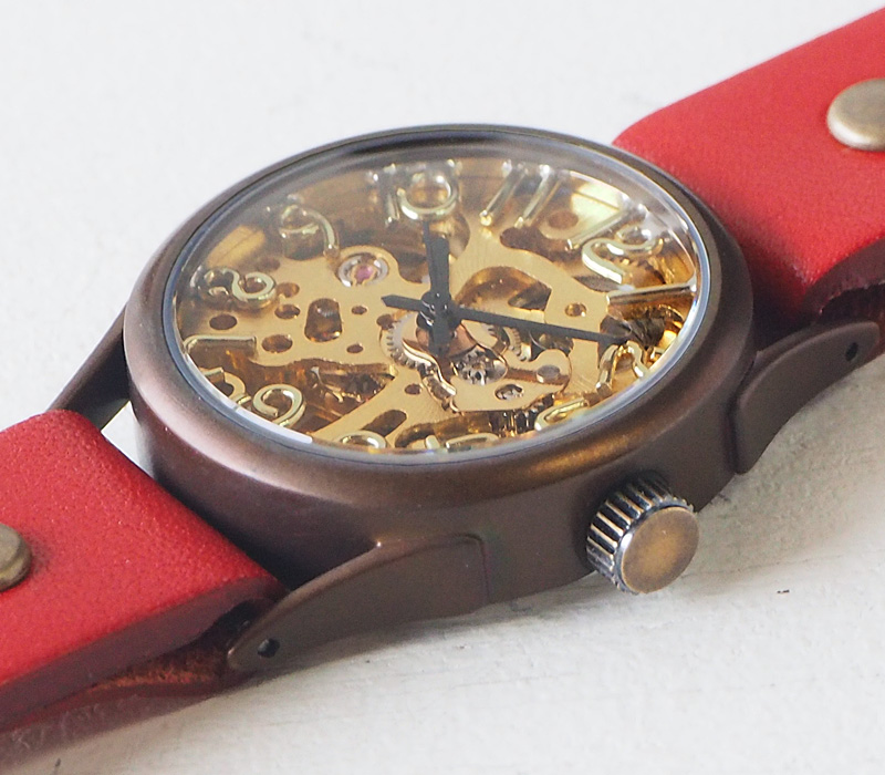 【楽天市場】vie（ヴィー） 手作り腕時計 手巻き式 “compact mecha -コンパクト メカ-” [WB-044] 機械式ハンドメイド ウォッチ・ハンドメイド腕時計 メンズ