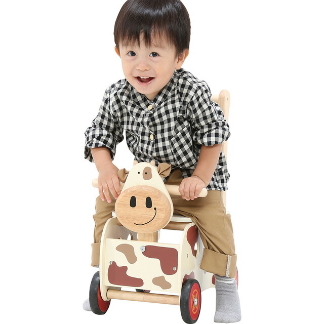 乗れる 足けり 手押し車 ウォーカー ライド 1歳 名前入り 木のおもちゃ 名前入り 車 乗用玩具 室内 知育玩具 カウ 赤ちゃん 型はめパズル 木製 乗り物 足けり つかまり立ち 1歳 1歳半 2歳 名入れ 木のおもちゃクラフト グレイン型はめパズルの付いた可愛い乗用手押し車