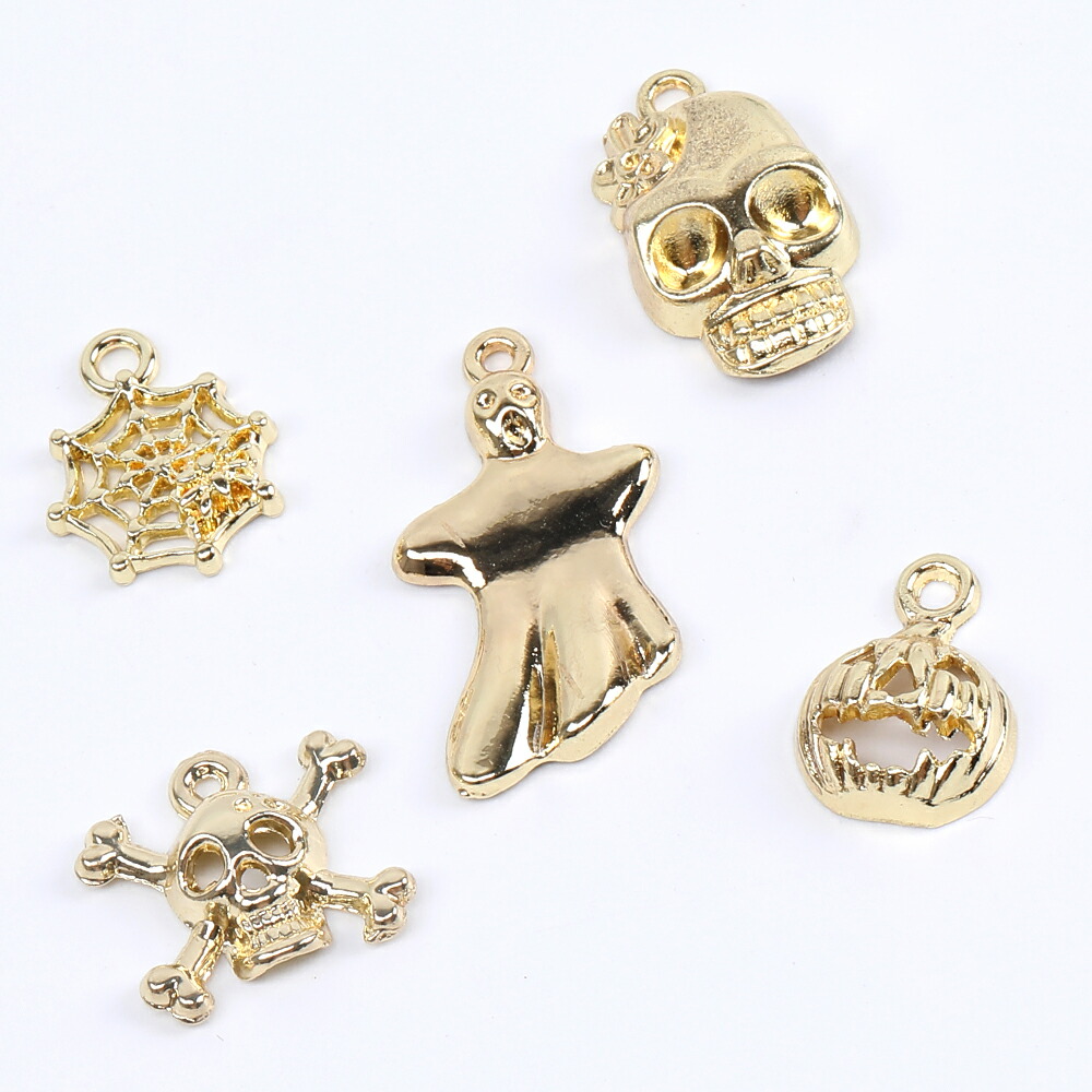 楽天市場】3個入 39mm×10mm メタルチャーム ハロウィン ガイコツ