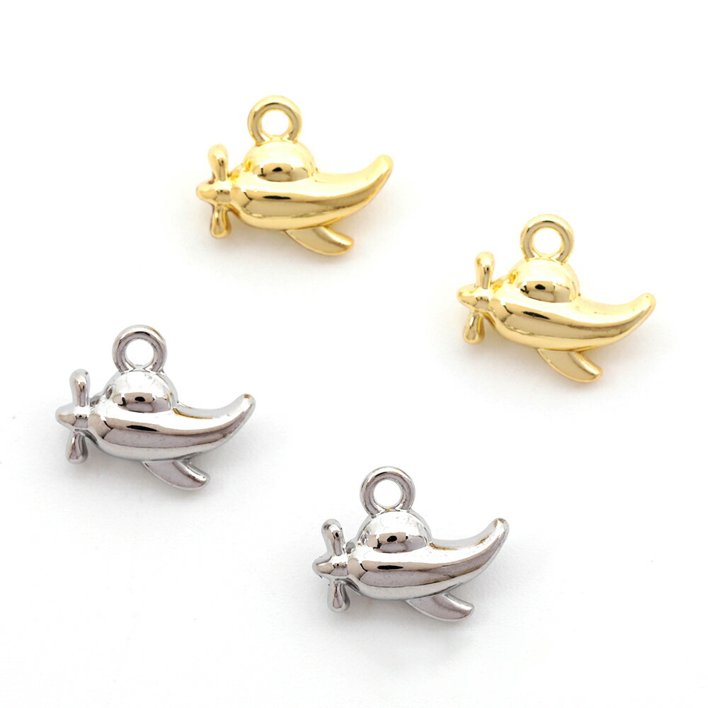 楽天市場】（6個セット）小さな飛行機のチャーム 航空機 銀古美