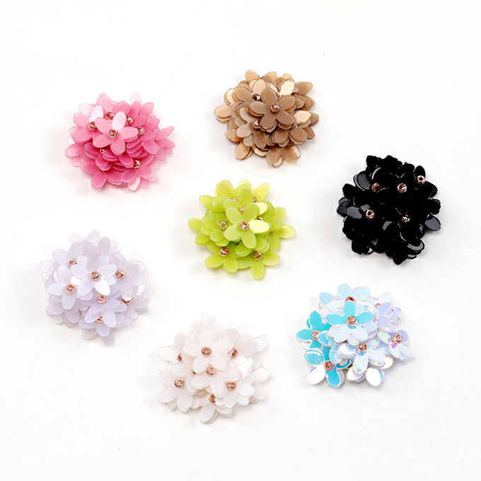 楽天市場】スパンコール フラワー パーツ オーロラクリア 亀甲 2個