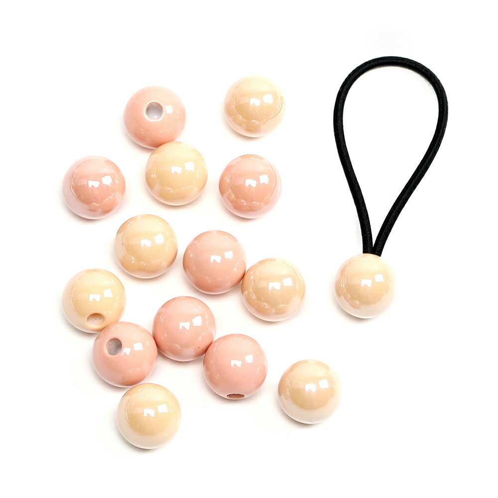 楽天市場】ヘアゴム用ビーズ 片穴 丸玉 14mm オーロラカラー（4ヶ