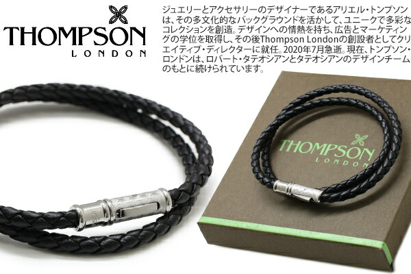 TH LUCKY CLOVER LEATHER DOUBLE WRAP STAINLESS STEEL \u0026 BLACK LEATHER BRACELET ラッキークローバーダブルラップレザーブレスレット（黒いこと） 【貨物輸送無料】【ブランド名】