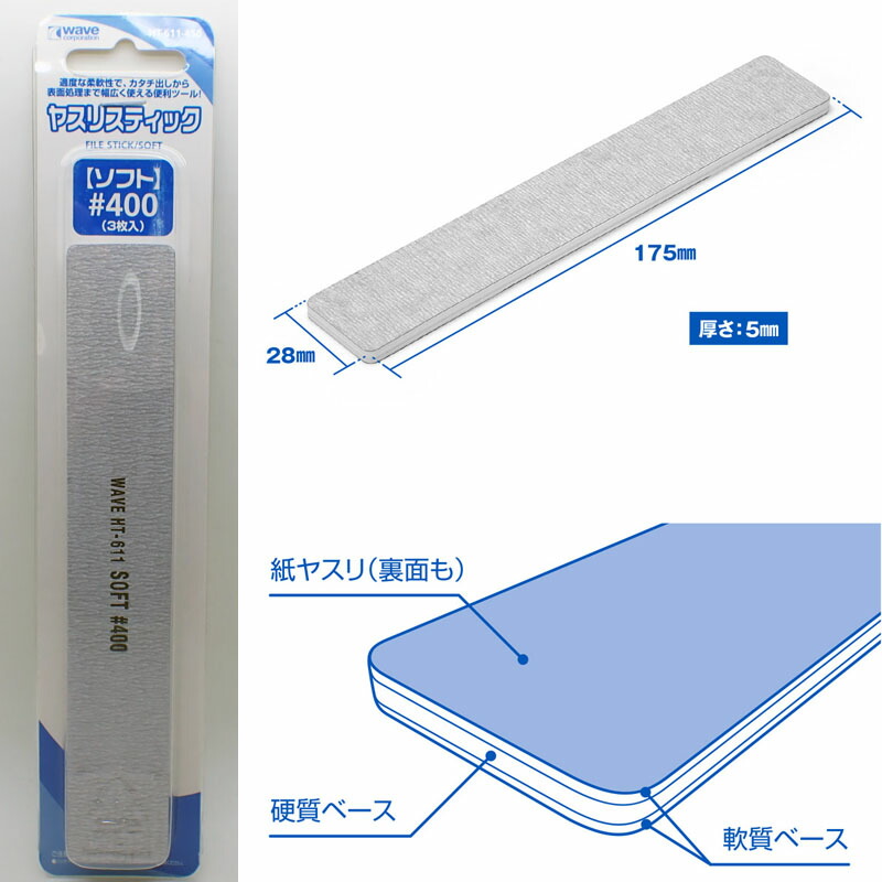 新作販売 ヤスリスティックHARD2 ＃600 細型 10枚入り 85mm×10mm×4mm WAVE HT-627 discoversvg.com