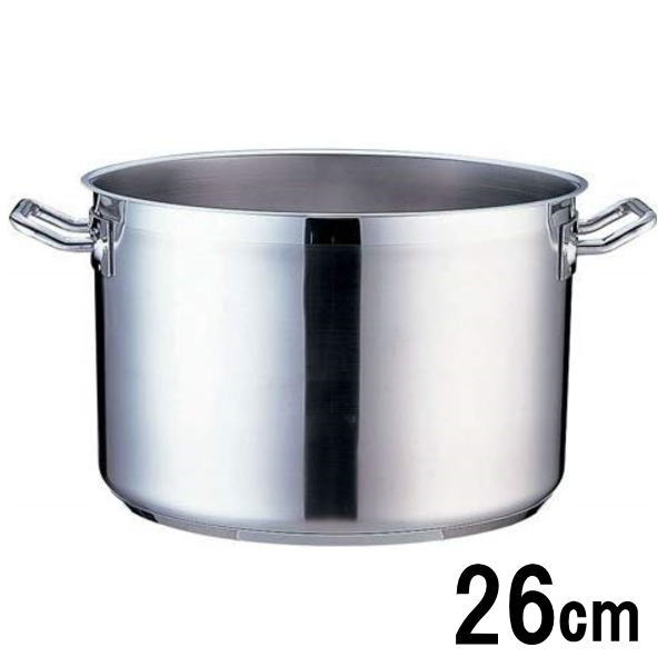 業務用 TKG PRO(プロ)半寸胴鍋(蓋無)26cm外径275×深さ175mm 9.0L 9-0009-0205_ES|キッチンクレインズ