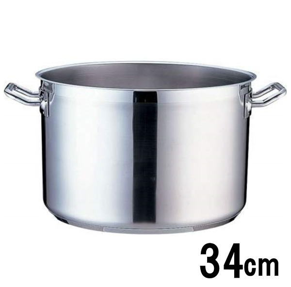 業務用 TKG PRO(プロ)半寸胴鍋(蓋無)34cm外径355&times;深さ215mm 19.0L 9-0009-0208_ES｜キッチンクレインズ