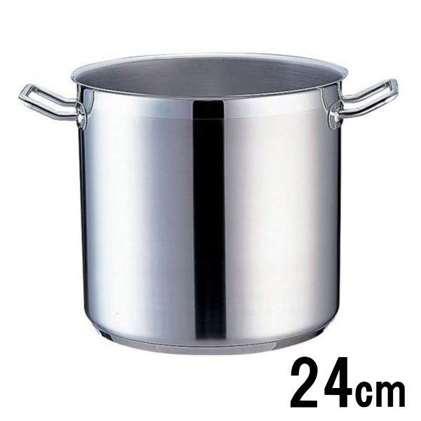 業務用 TKG PRO(プロ)寸胴鍋(蓋無)24cm<br>255×深さ235mm 10.8L 9-0009-0104_ES