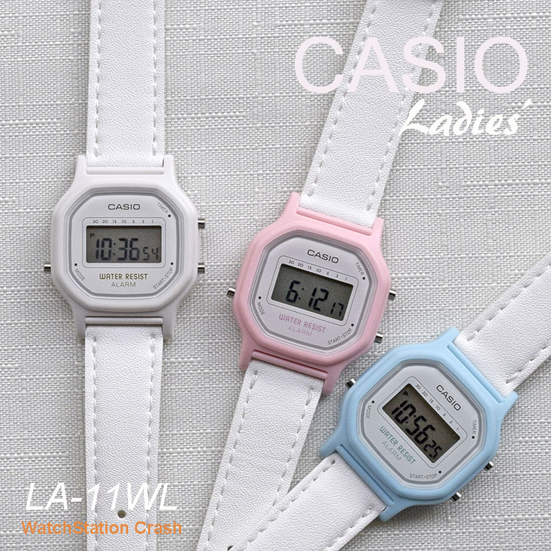 楽天市場 Casio 腕時計 レディース かわいい きれいな ホワイト 小さい 軽い カシオ デジタル La 11wl 2a La 11wl 4a La 11wl 7a チープカシオ キッズ 子供 女の子 Watch Station Crash