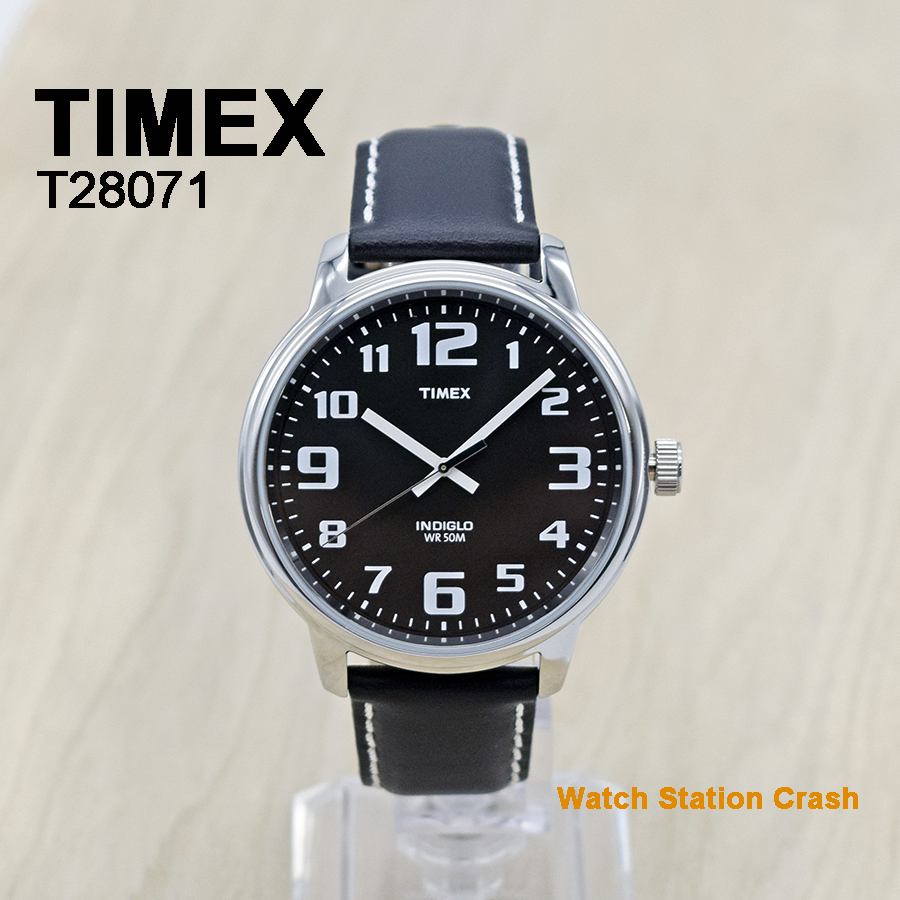 【送料無料】TIMEX タイメックス BIG EASY READER 黒 革ベルト メンズ 腕時計 t28071 ブラック 男性 ビッグ イージー リーダー カジュアル アナログ BOXなし