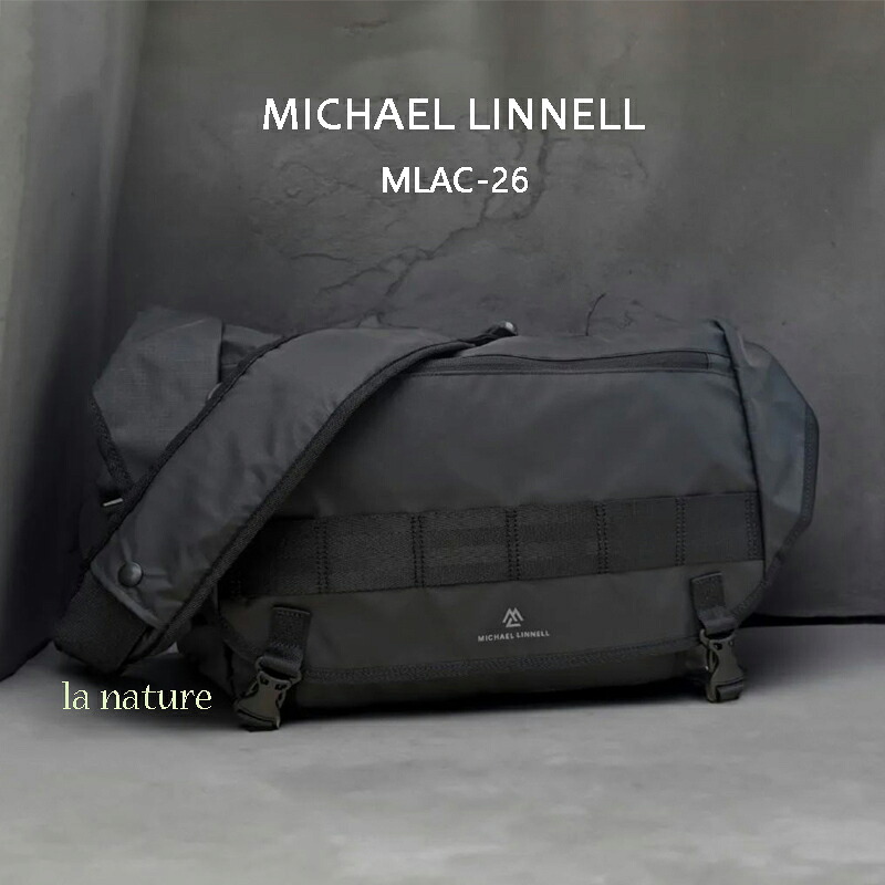 【キーライトプレゼント中】軽量 撥水 防泥 MICHAEL LINNEL メッセンジャーバッグ 17L ショルダーバッグ ブラック マイケルリンネル MLAC-26 メンズ レディース A4 PC収納 旅行 学生 仕事 スポーツ