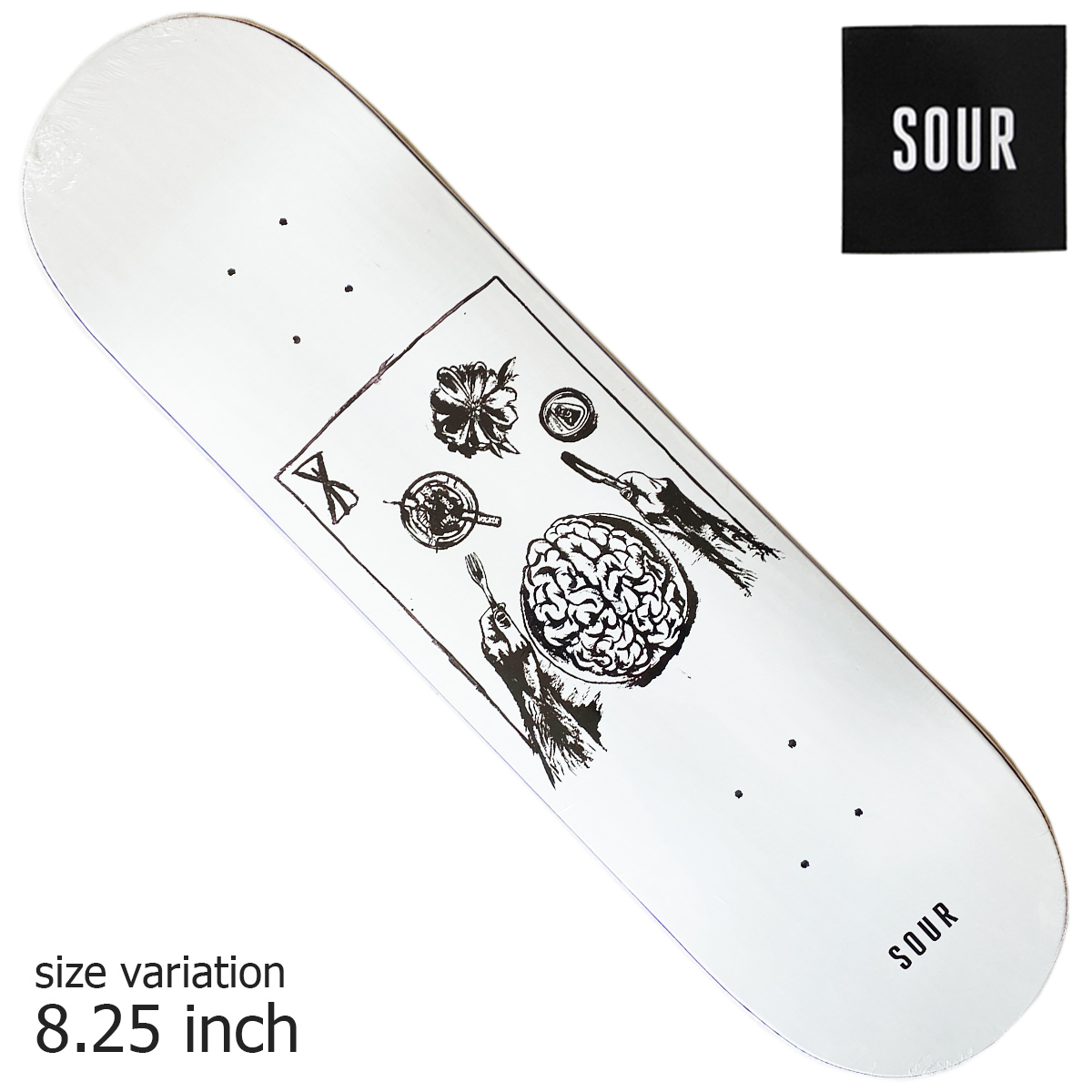 Sour Brainfeast White 8 25inch Deck スケートボード スケボー 甲板 Skateboard サワー デッキカセット 同梱 貼り付け 無料 輔佐 Pasadenasportsnow Com