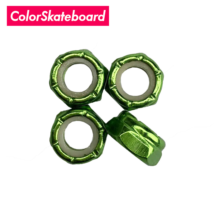 COLOR SKATEBOARD AXLE NUTS GREEN アクセルナット ネジ 部品 品揃え豊富で