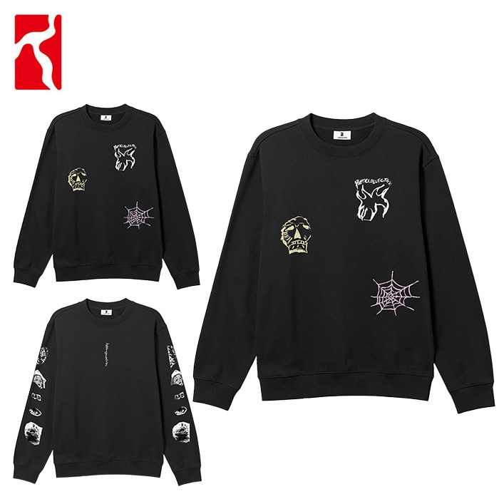 POETIC COLLECTIVE THREE PRINTS CREWNECK ARM COLLAGE CREWNECK XL BLACK スケボー 滑るゲーム盤 メンズ 労働者の一団のど首