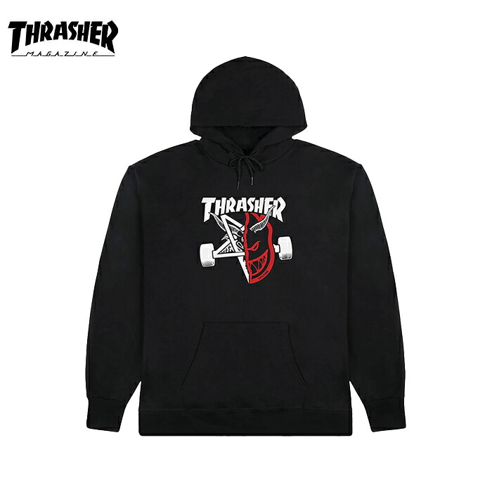 THRASHER THRASH \u0026 BURN HOODIE BLACK パーカー スラッシャー フーディー ティーシャツ スケボー SK8 表どおり ボンネット