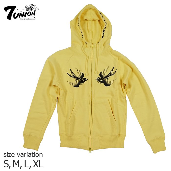 【開始4時間限定!15%OFF★クーポン配布中♪】7UNION XD-10F-903 ZIP HOODIE S/M/L Yellow セブンユニオン フード ジップ ストリート
